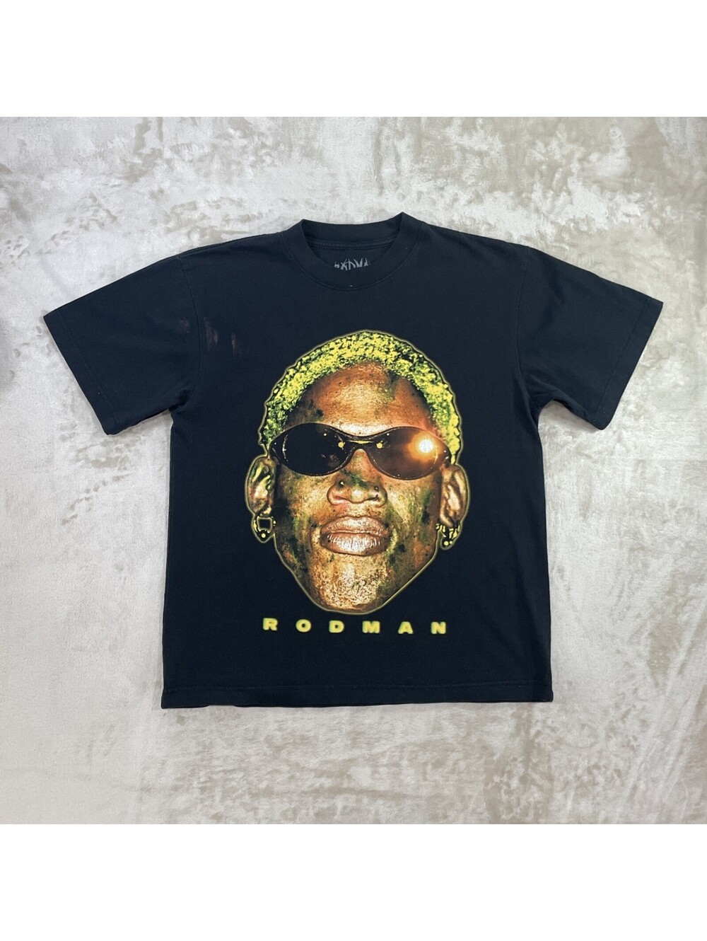 Rodman Apparel T-Shirt Black Dennis Rodman Head Graphic Tee Basketball Mens S